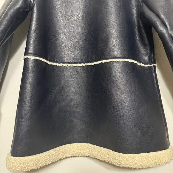 Abercrombie & Fitch Black Leather Fur Coat size M - Picture 7 of 7